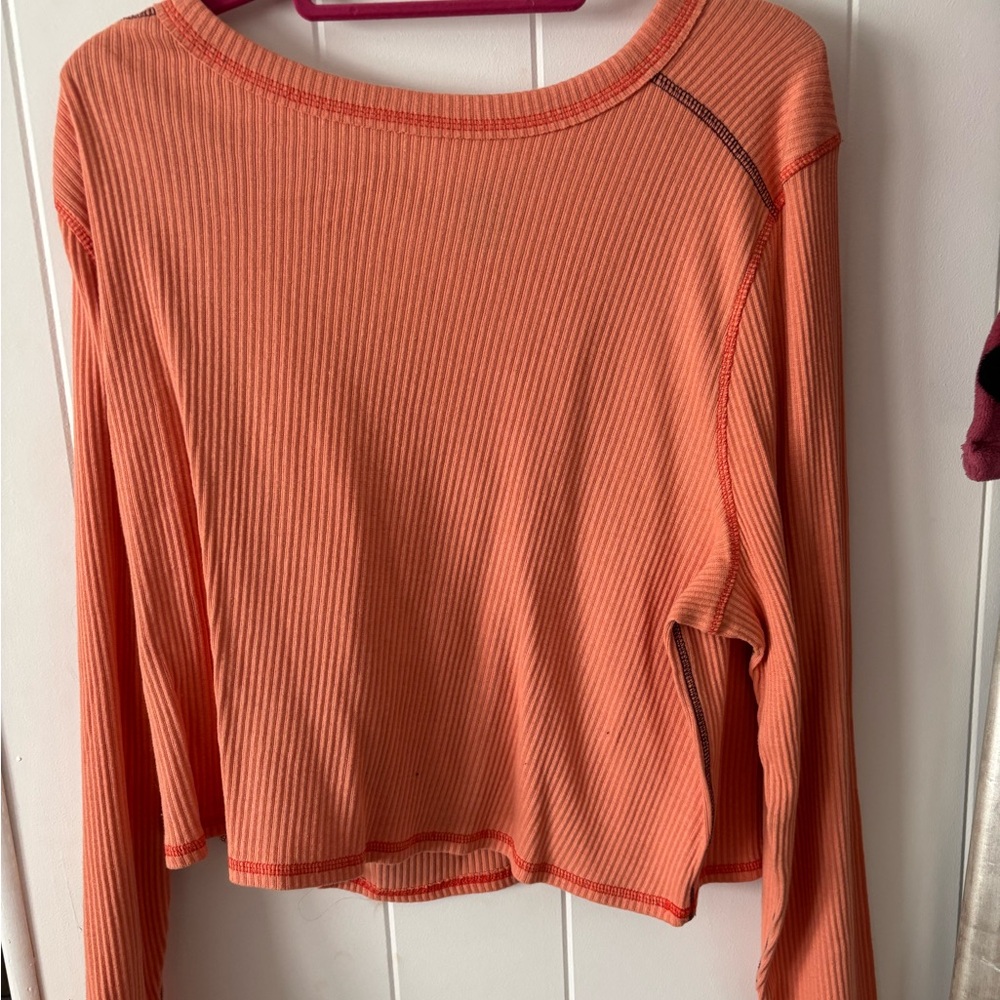 Women's Orange Ribbed Top